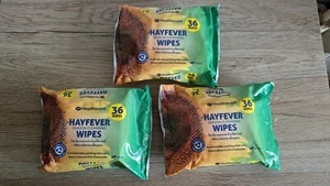 Hayfever Relief Wipes Resealable Packs 36 Wipes Per Pack, 3 x Packs (108 Wipes) - Picture 1 of 5
