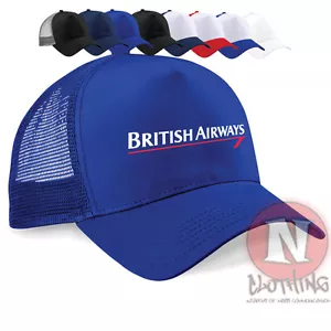 British Airways crew cap Half mesh retro trucker baseball hat airline classic - Picture 1 of 9