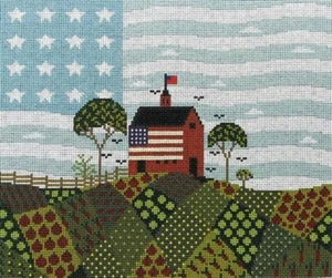 Needlepoint Handpainted Cooper Oaks Patchwork Farm 12x10 - Picture 1 of 4
