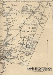 Torrington Torringford CT 1874 Map with Homeowners Names Shown - Picture 1 of 2