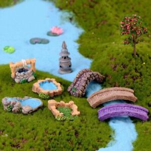 Mini Water Well Bridge Figurines Miniature Crafts Fairy Garden Gnome Terrarium