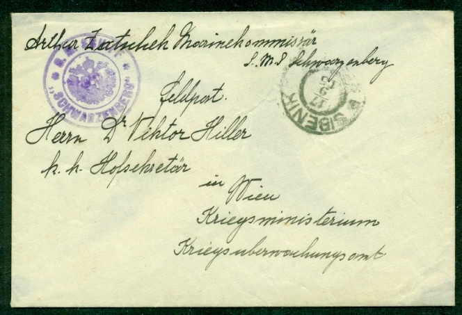 1915, Hungría cubierta naval, barco 'SCHWARZENBERG' púrpura barco circular cancelar, en muy buen estado Foto 1 de 1