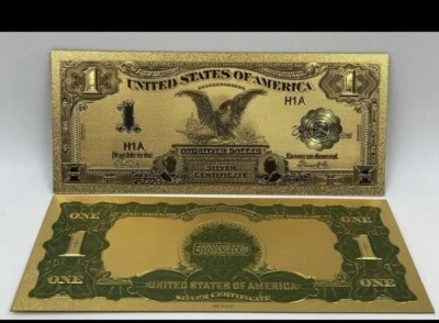 🔥(1) 1899 BLACK EAGLE SILVER CERTIFICATES STUNNING GOLD FOIL NOTES 24kt GOLD👀 - Image 1 of 3