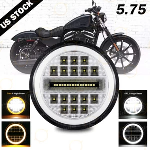 5.75 Inch LED Headlight for Harley Sportster XL 1200 883 H4 Black - Picture 1 of 12