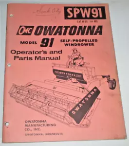 OMC Owatonna 91 Autopropulsado Windrower Operadores y Manual de Piezas ¡ORIGINAL! - Imagen 1 de 3