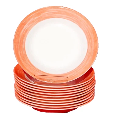 Arcoroc Cepillo Naranja 9" Borde Plato Sopa Naranja y Blanco Lote de 11 S7970 Foto 1 de 4