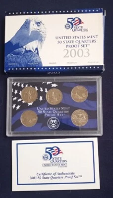 2003-S State Quarter Clad DCAM Proof Set! Complete w/ Box & COA! Free Shipping!! - Image 1 of 2