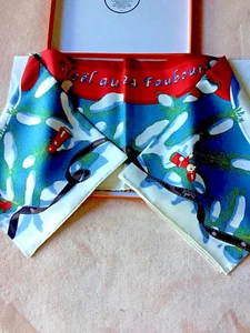 Hermès Schal mit dem Titel "NOEL AU 24 FAUBOURG" weißer Hintergrund - SELTEN UND RECHERCHIERT! - Bild 1 von 20