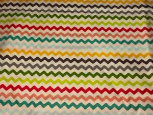 multi color chevron stripes on white cotton fabric 44" x 1 yd 10" - Picture 1 of 2