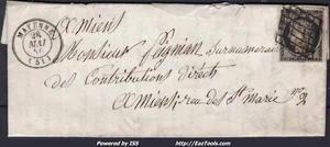 FRANCE CERES 20c N°3 SUR LETTRE GRILLE + CAD TYPE 15 MAYENNE DU 28/05/1850 - Picture 1 of 2