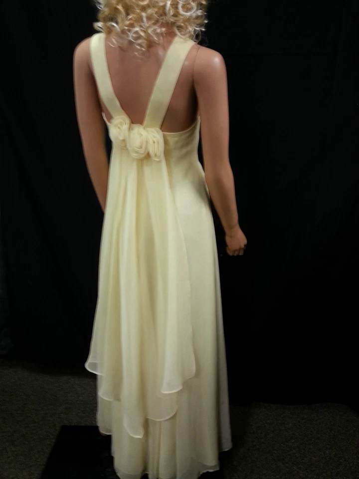 Vestido Formal Maxi Jordon Amarillo Pastel Espalda Velo Rosa Diosa Sin Mangas PS Foto 1 de 4