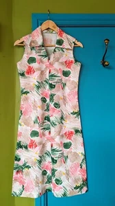 VINTAGE RETRO 60s 70s SWEET ZIP UP SLEEVELESS SHIFT DRESS, S 8 10 - Picture 1 of 6