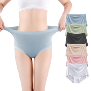 6 piezas Calzoncillos modales de cintura alta para mujer Bragas Color liso Algodón Entrepierna Ropa interior - Imagen 1 de 30