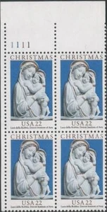 Plate Block of 4 stamps - Scott 2165 - 22 cent - Madonna and Child - 1985 - MNH - Picture 1 of 1
