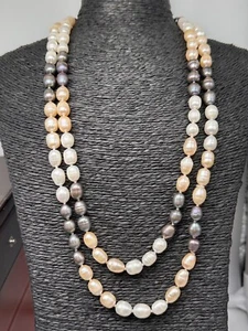 Opera Length Multicolor Freshwater Cultured Pearl Necklace - Picture 1 of 10