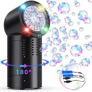 Bubble Machine for Kids Toddlers, 2 Rechargeable Batteries 4 RGB LED Lights - Picture 1 of 4