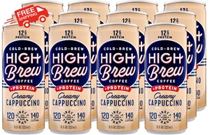Café High Brew Café Cold Brew Café Cremoso Capuchino Plus Proteína, 8 Fl Oz, Paquete - Imagen 1 de 12