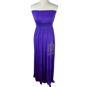 NEW Y2K Christina Love Strapless Maxi Dress Women Medium Purple Jersey Knit - Picture 1 of 11