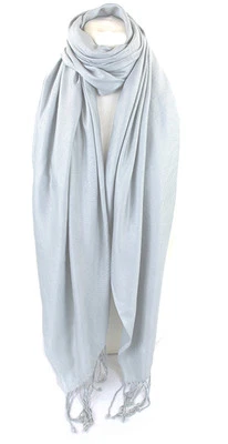 LONDON SOUVENIR Hellsilber hochwertiger Pashmina Schal Schal Stola Halstuch Hijab 100% Viskose