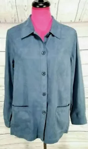 Pendleton Shirt Size 12 Womens Blue Faux Suede Button Down Long Sleeve Collar - Picture 1 of 6
