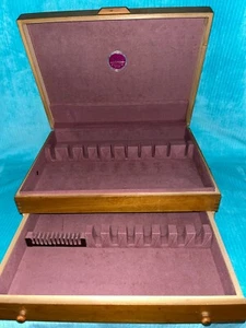 Flatware Silverware Wood Box Storage Chest Anti Tarnish Proof Lining Drawer T - Picture 1 of 9
