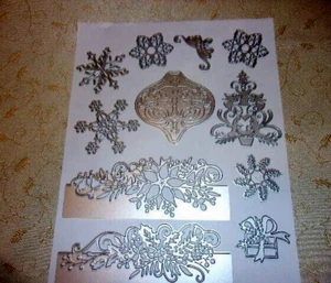 Christmas Holiday Design Set of Metal Die Cuts- Filigree- Crafting - Picture 1 of 4