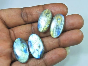 34Cts. Natural Labradorite (25-27mm each) 02Pcs Oval Cabochon Matched Pair z627 - Bild 1 von 9