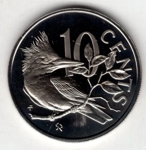 1973 BRITISH VIRGIN ISLANDS TEN 10 CENTS PROOF PELICAN ELIZABETH II NICE COIN - Picture 1 of 2