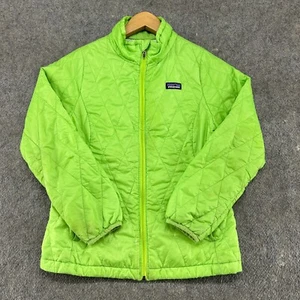 Patagonia Jacket Boys Medium Green Puffer Quilted Nano Puff Primaloft Full Zip - Picture 1 of 18