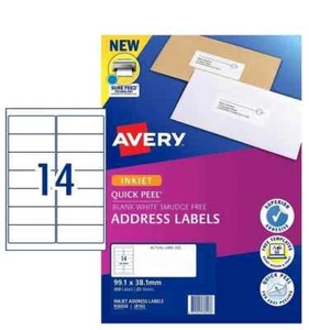 Labels 14up InkJet 99x38 Avery 936028 White Permanent 350 labels 25 Sheets J8163 - Picture 1 of 4