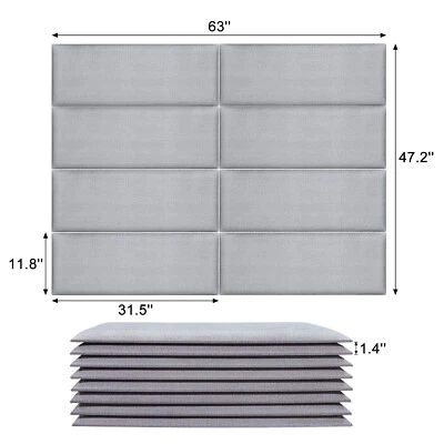 Art3d H08030G Upholstered Headboard Queen Accent Wall Panels, 31.5"x11.8", Gray - Image 1 of 4