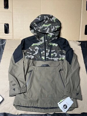 VOLCOM Mens Snowboard Snow - BRIGHTON PULLOVER JACKET - Green Camo Size XS - Image 1 of 4