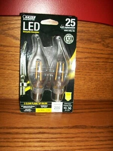 2 PK FEIT ELECTRIC DIMMABLE CHANDELIER LED BULBS, 25W, BPCFC25/827/LED/2-NIP - Picture 1 of 1