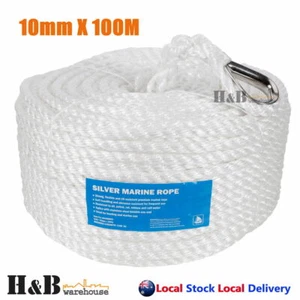 10mm x 100M Anchor Marine Rope Boat Mooring Line Stainless Steel Thimble - Picture 1 of 4