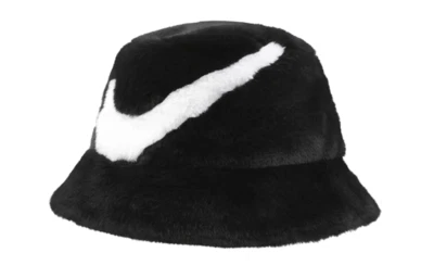 Nike Apex Faux Fur Swoosh Bucket Hat Black/White - Image 1 of 2