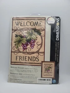 Kit de punto de cruz NOS Dimensions "Welcome Friends" uvas / vid CONTADO  - Imagen 1 de 3