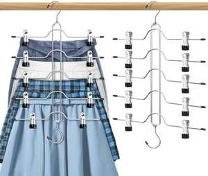 Skirt Hangers Space Saving for Woman, 5 Tier Pants Organizer Hanger with Adju... - Picture 1 of 8