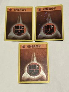 Fighting Energy Holo Promo 2000 WOTC Vintage Pokemon Card LP - Quantity of 3 - Picture 1 of 3