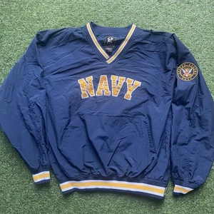 Vintage US Navy College Sports Jacket Windbreaker Size Small Gear For Sports EUC - Picture 1 of 7