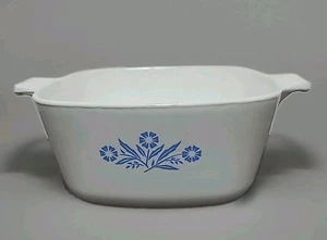 VTG Corning Ware 1 3/4 Qt. Casserole Dish, Blue Cornflower, 7x7x3.5" NO Lid - Picture 1 of 11