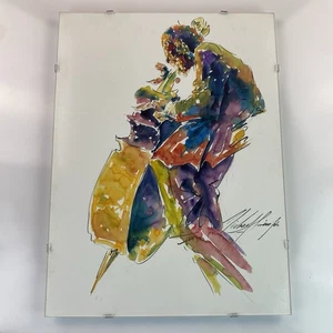 MICHAEL SMIROLDO Black Bass Player New Orleans ORIGINAL WATERCOLOR PAINTING - Picture 1 of 10