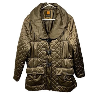 Chaqueta acolchada acolchada acolchada Lady Von Hart para mujer talla XL 1X verde oliva botones de palanca - Imagen 1 de 10