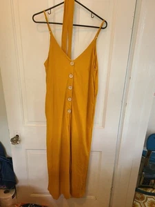 hyfyve Jumpsuit senfgelb mit Taschen Gürtel & verstellbaren Trägern - Bild 1 von 9