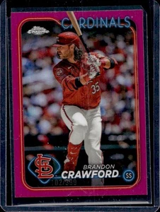 2024 Topps Chrome Update Brandon Crawford Magenta Refractor #102/399 Cardinals - Picture 1 of 2