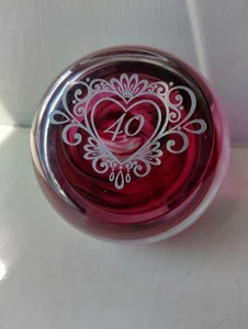 Caithness Celebration Briefbeschwerer 40th Anniversary / Geburtstag, rubinrot - Bild 1 von 7