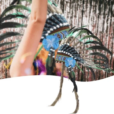 Indian Headdress Headband American Chief Indian Native Hat for Performance Dance - Image 1 of 4