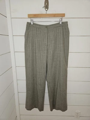 Pantalón de vestir vintage Lauren Ralph Lauren talla 12P gris y blanco a rayas pierna ancha Foto 1 de 4