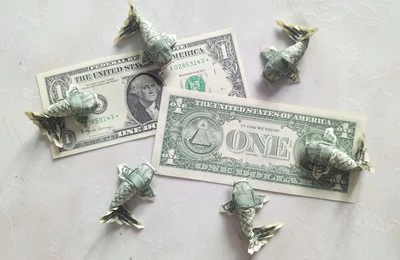 5 ORIGAMI KOI FISHES 3D FOLDED BY DOLLAR HANDMADE Special Gift Graduation - Image 1 of 4