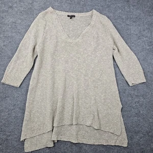 Eileen Fisher Sweater Womens Large Linen Knit Tunic Coastal Pullover Natural - Bild 1 von 6