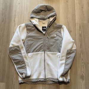 Women's The North Face White Silver Hooded Fleece Denali Outdoor Jacket Medium - Picture 1 of 6